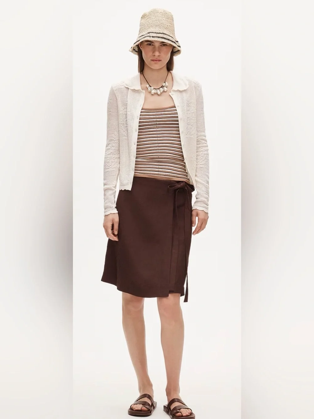 J. Crew Fairfax Faux-Wrap Skirt in Linen Blend